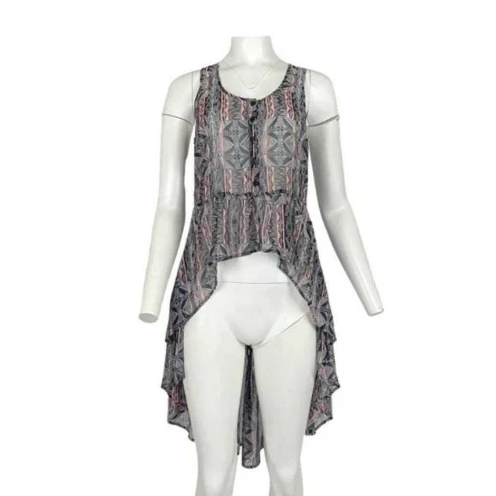 Material Girl Printed High Low Blouse Size XS